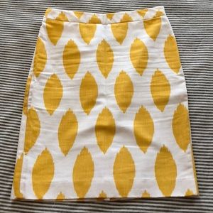 Yellow ikat pencil skirt, size 6, EUC